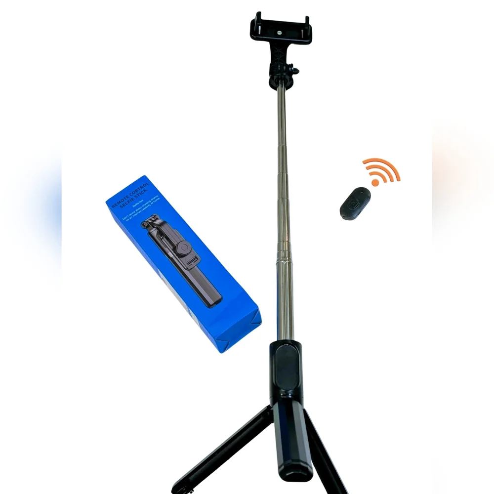 Stainless Steel Selfie Stick Tripod with Wireless Remote – Extendable Phone Hold